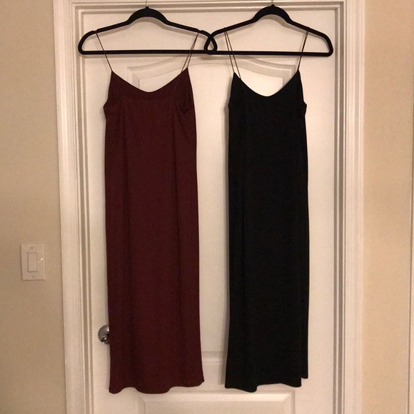 ZARA Midi Slip Dress in Burgundy Minimal 90s - Picture 3 of 4